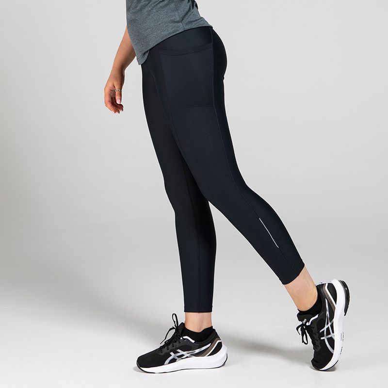 Black and Silver Ariana 7/8th leggings with mesh thigh pockets and reflective details from O'Neills