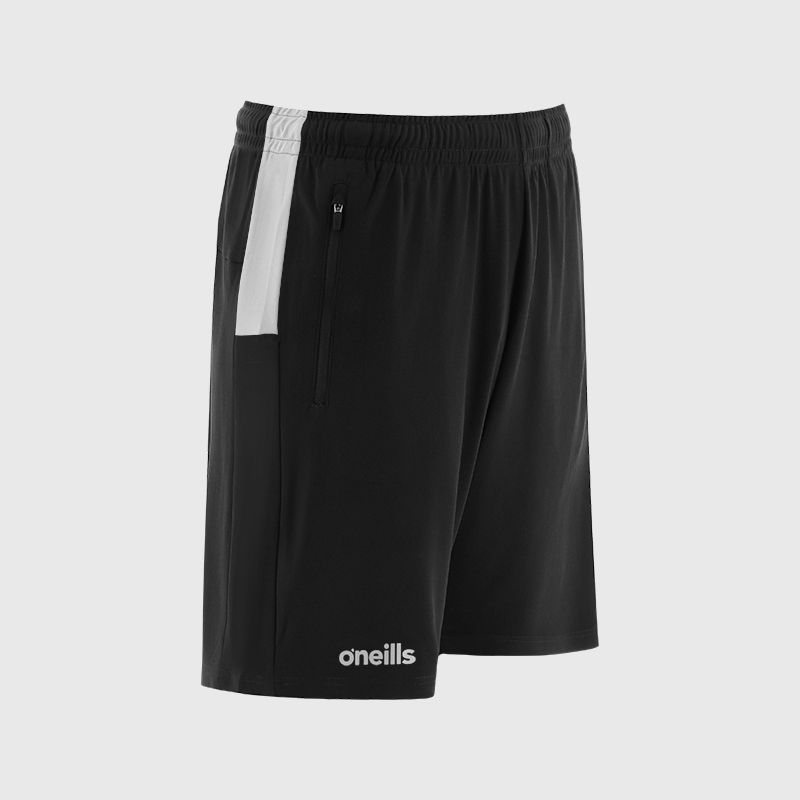 Black / White Kids' Aspire Shorts from O’Neills featuring an elasticated waistband & two zipped pockets.