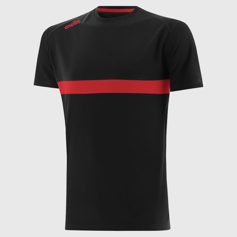Black / Red Kids' Aspire T-Shirt from O’Neills featuring breathable mesh panelling.