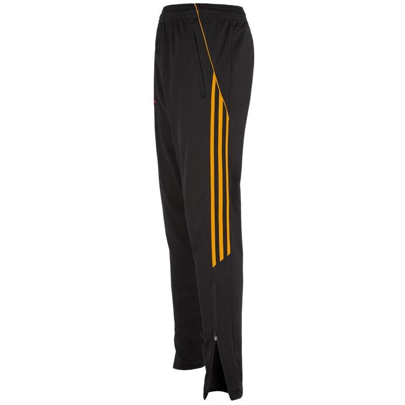 Black Kids' Skinny Tracksuit Bottoms with Zip Pockets and Three Amber Stripes on the Side by O’Neills.