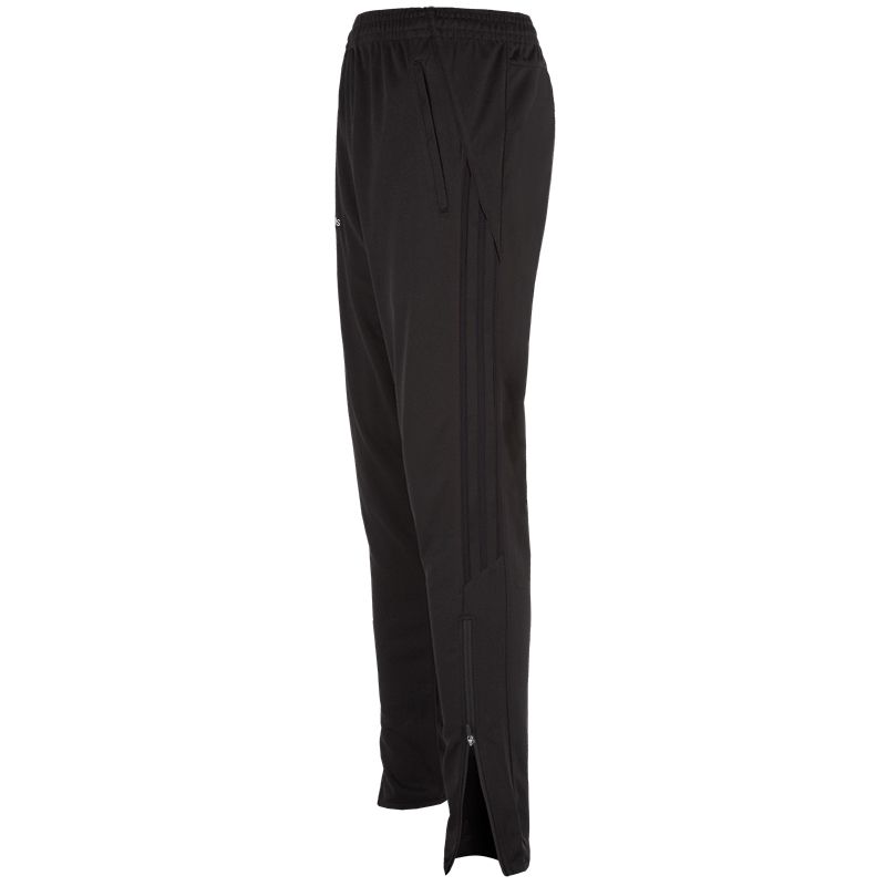 Black Men’s Skinny Tracksuit Bottoms with Zip Pockets and Three Black Stripes on the Side by O’Neills.
