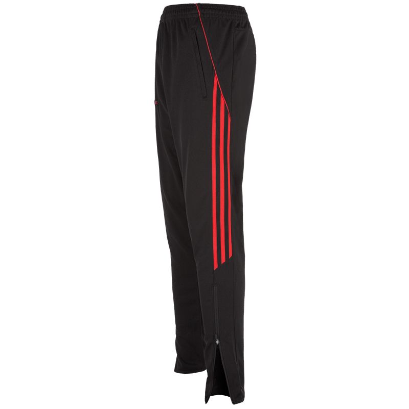Black Men’s Skinny Tracksuit Bottoms with Zip Pockets and Three Red Stripes on the Side by O’Neills.