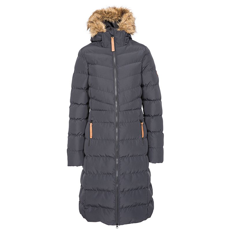 Trespass women's long puffer jacket with fur hood from O'Neills.