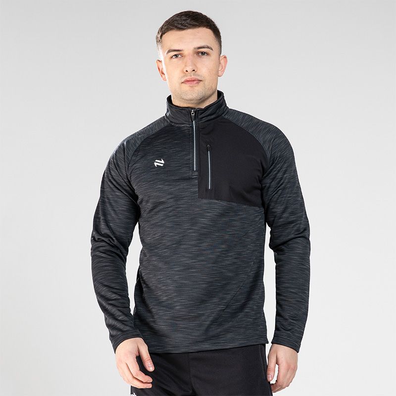 Black men’s Austin half zip fleece with zipped chest pocket by O’Neills.