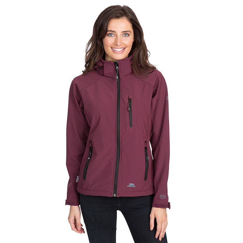 Purple Trespass women's softshell jacket with hood from O'Neills.