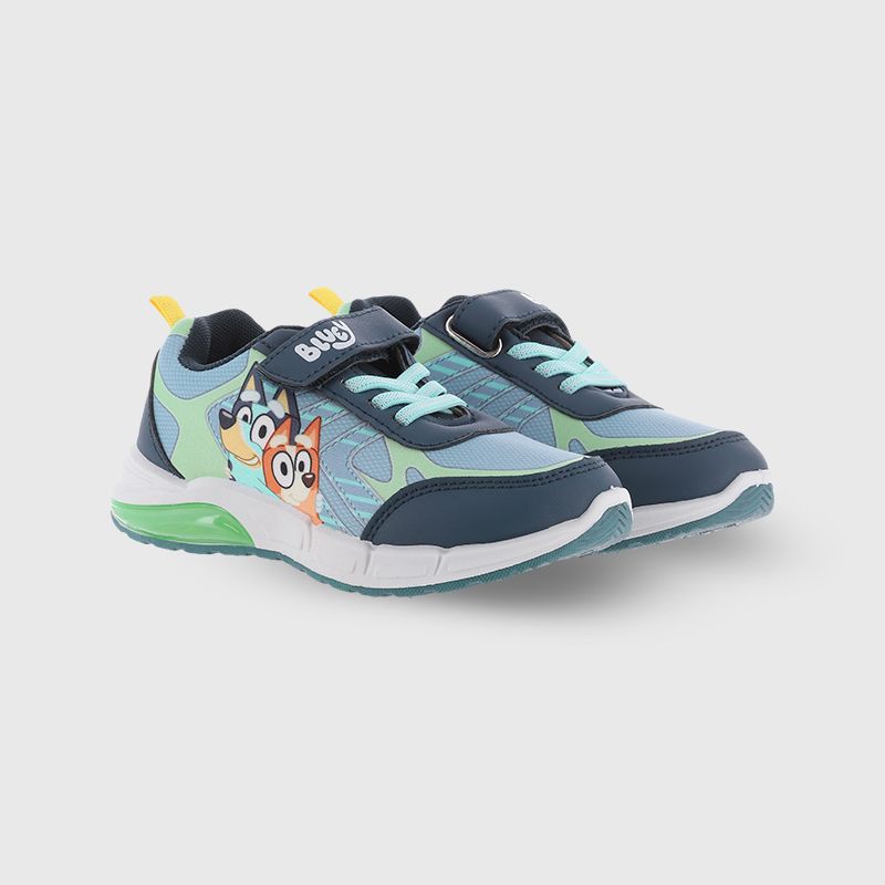Blue and green Bluey Kids' Light Up Trainers from O'Neills
