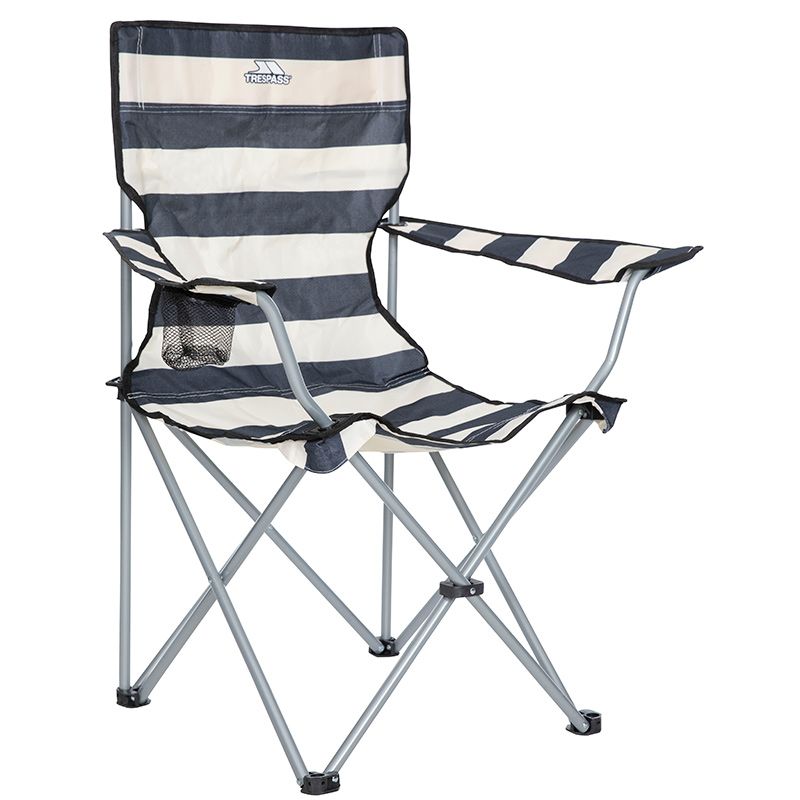 navy stripe Trespass camping chair with drink holder from O'Neills
