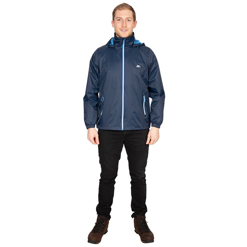Men's Navy Trespass Briar Waterproof Rain Jacket, with 2 Zipped Pockets from O'Neills.