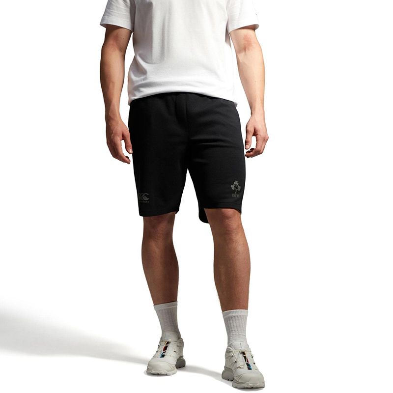 Black Canterbury Men's Ireland Rugby IRFU 2024/25 Fleece Shorts from O'Neills.