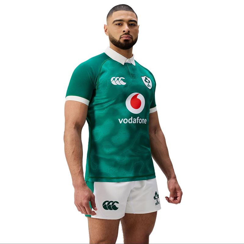 Green and White Canterbury Men's Ireland Rugby IRFU 2025/26 Home Test Jersey from O'Neills
