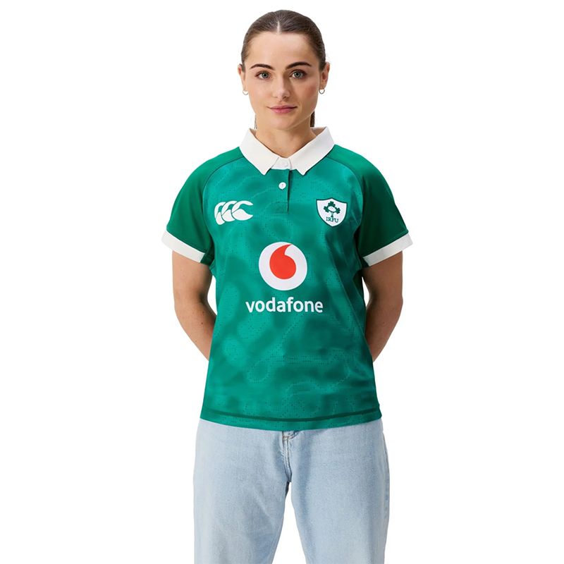 Green and white Canterbury Women's Ireland Rugby IRFU 2025/26 Home Pro Jersey from O'Neills
