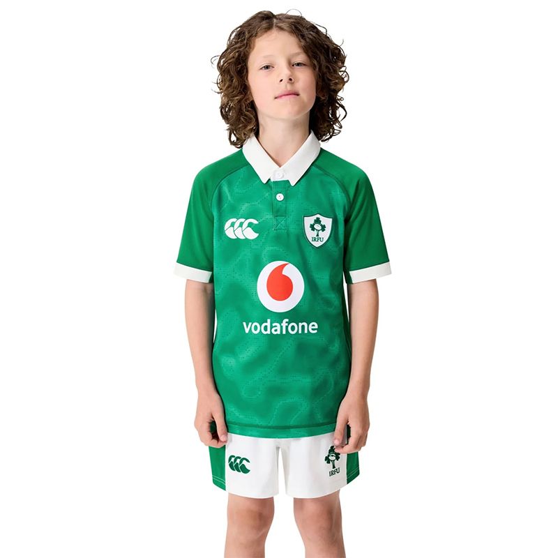 Green and white Canterbury Kids' Ireland Rugby IRFU 2025/26 Home Pro Jersey from O'Neills
