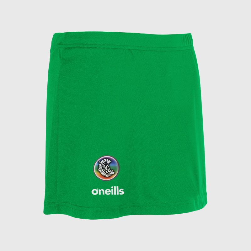 Green Kids' Camogie Skort with elasticated waistband and O’Neills branding by O’Neills.