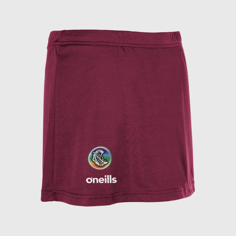 Maroon Women's Camogie Skort with elasticated waistband and O’Neills branding by O’Neills.