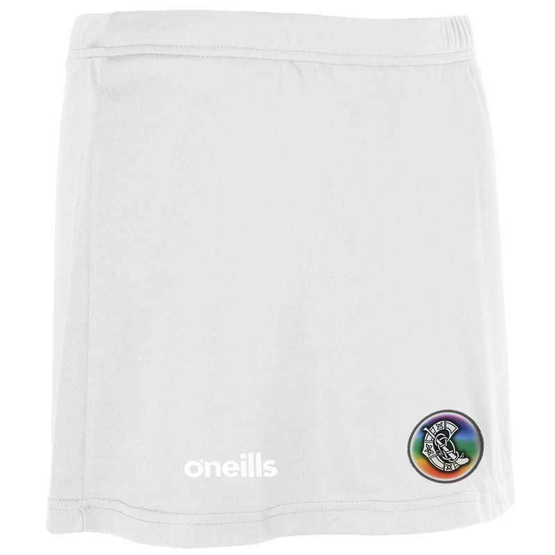 White Women's Camogie Skort with elasticated waistband and O’Neills branding by O’Neills.
