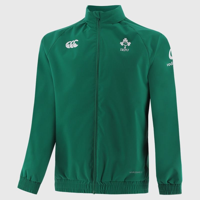 Green and white Canterbury Men's Ireland Rugby IRFU 2025/26 Anthem Jacket from O'Neills