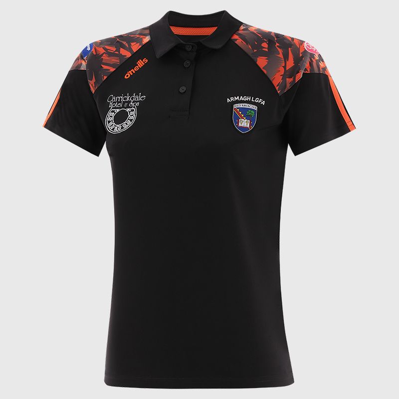 O'Neills Armagh LGFA Men's Carvelle Polo Shirt Black / Orange / White
