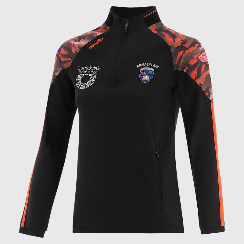 O'Neills Armagh LGFA Women's Carvelle Brushed Half Zip Black / Orange / White
