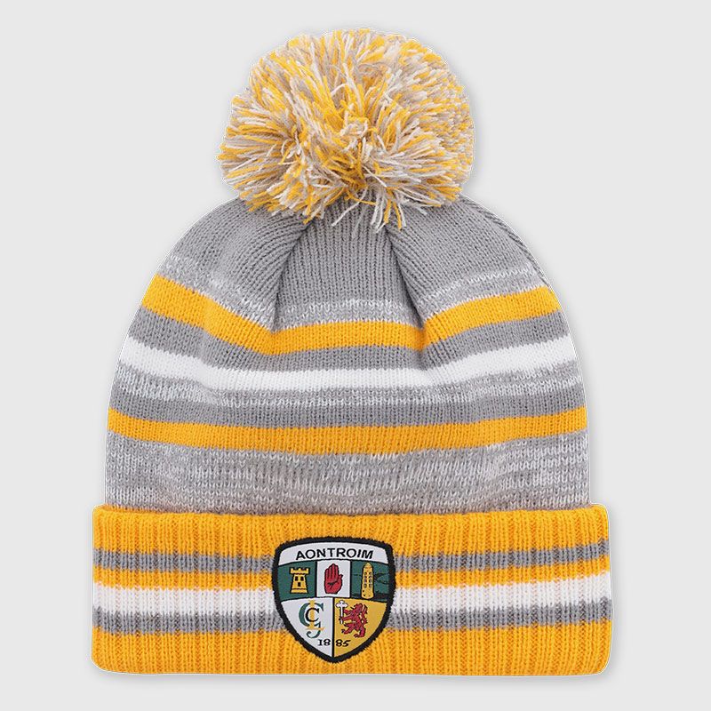 Antrim GAA Kids' Casey Bobble Hat Grey / Amber / Marine by O'Neills.