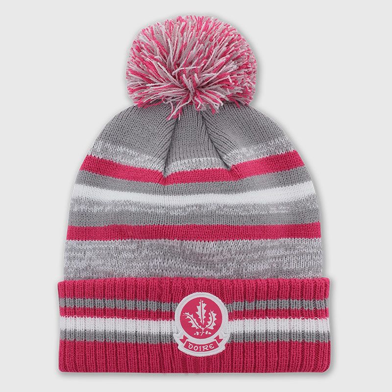 Derry GAA Casey Bobble Hat Grey / Pink / White by O'Neills.