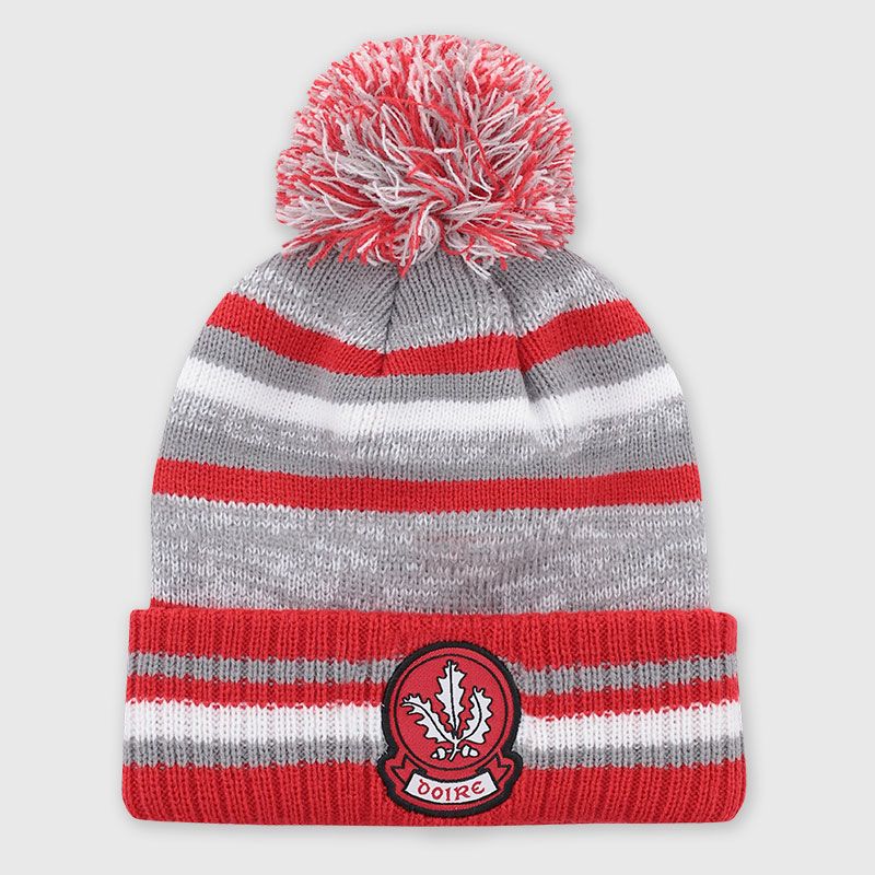 Derry GAA Casey Bobble Hat Grey / Red / White by O'Neills.