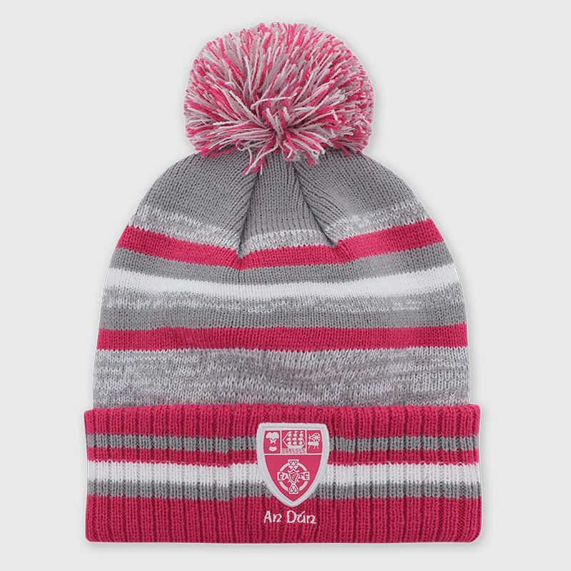 Down GAA Kids' Casey Bobble Hat Grey / Pink / White by O'Neills.