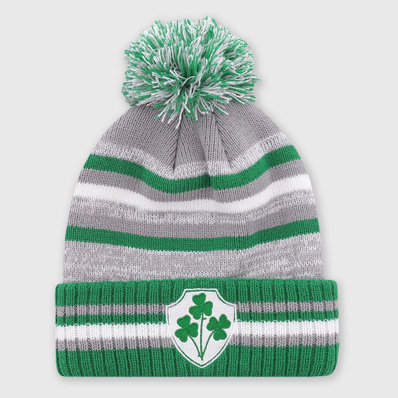 O'Neills Ireland Premier Casey Bobble Hat Grey / Green / White.