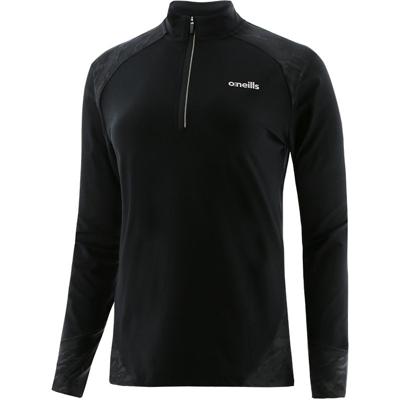 Black Cassie kids’ half zip top with reflective print details from O’Neills.