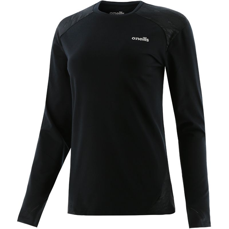 Black Cassie kid’s long sleeve top with reflective prints from O’Neills.