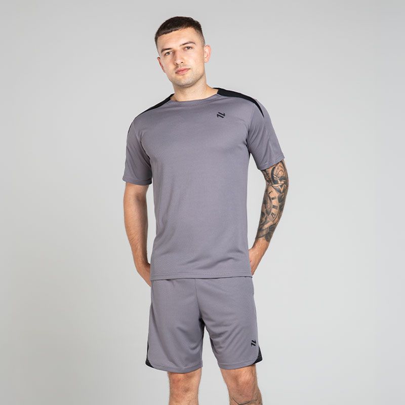 Grey & Black O’Neills Men’s Charge Training Set including T-Shirt and Shorts