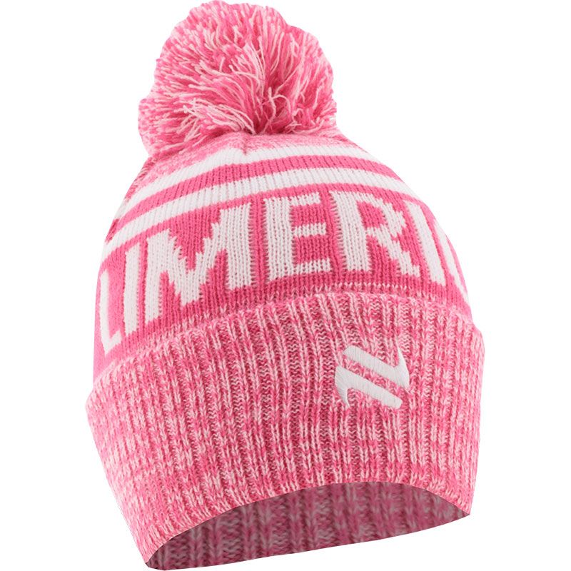 Pink Limerick Bobble Hat with Irish city name and embroidered O’Neills logo.
