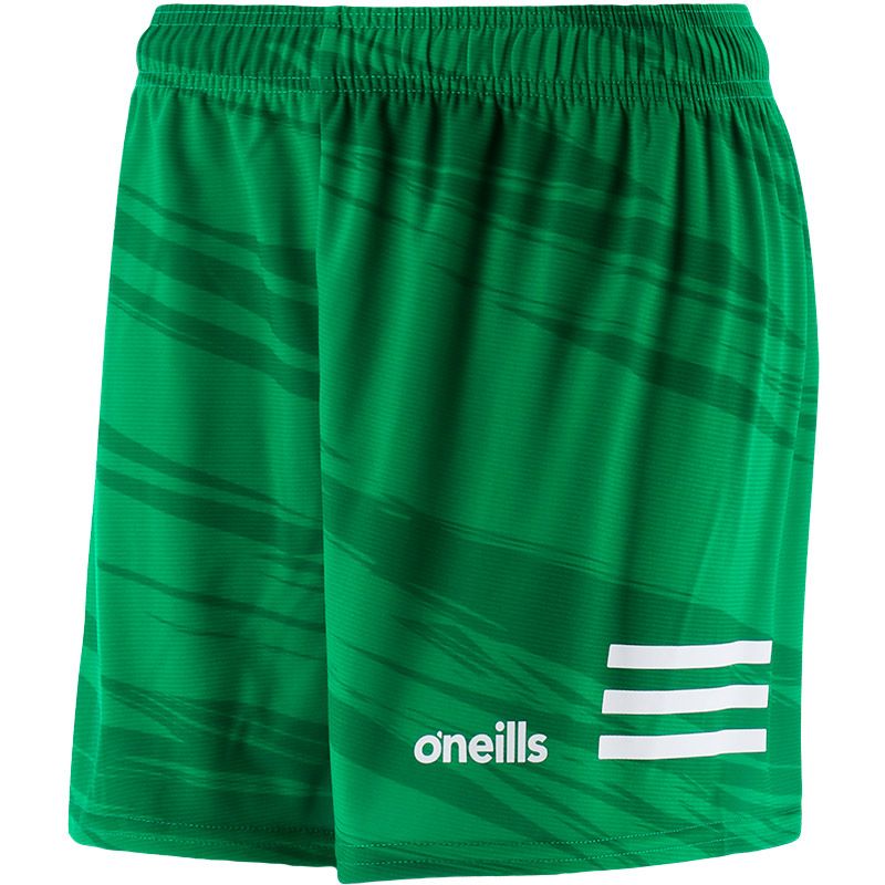 Green/White Kids' Connell Printed Gaelic Training Shorts from O'Neills.