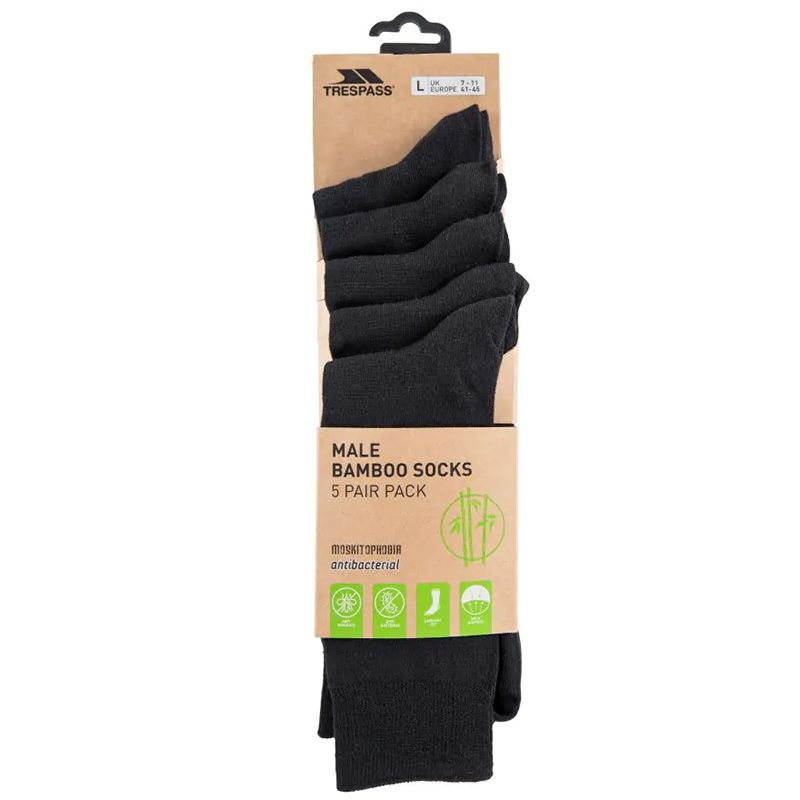 Black Trespass Men's Antibacterial Daily Socks 5 Pack from O'Neills