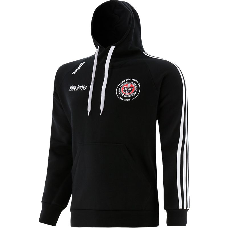 Black/White Men’s Bohemian FC Dalymount Fleece Pullover Hoodie with front pocket by O’Neills. 