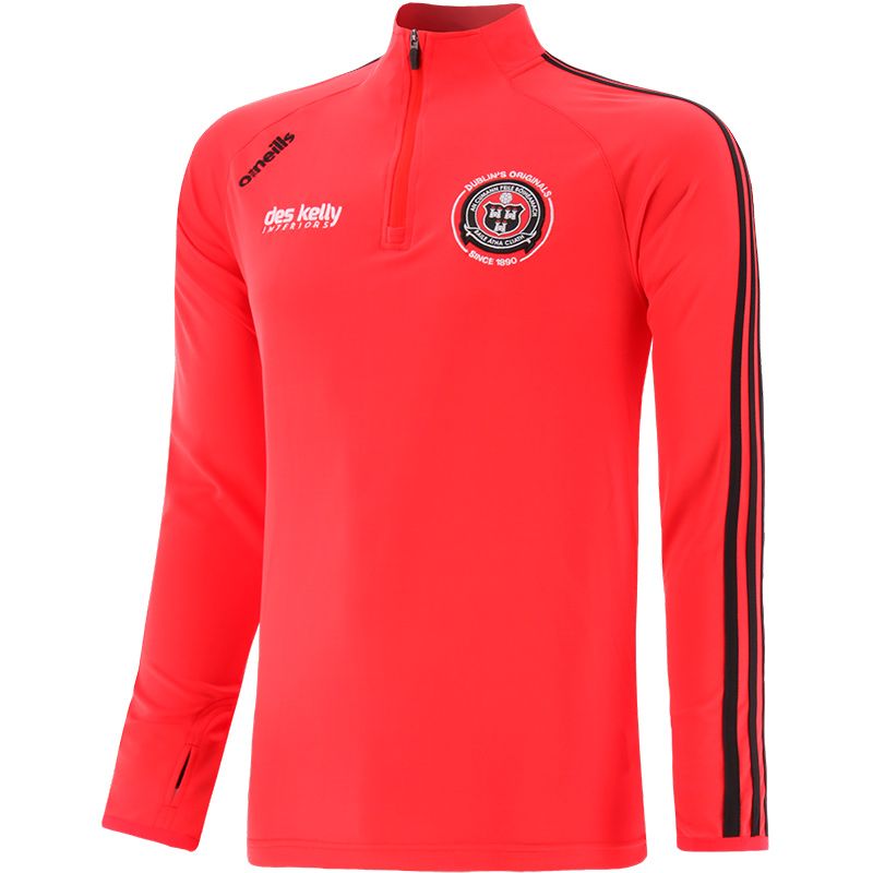 Red/Black Men’s Bohemian FC Dalymount half zip midlayer with Bohemian crest by O’Neills. 