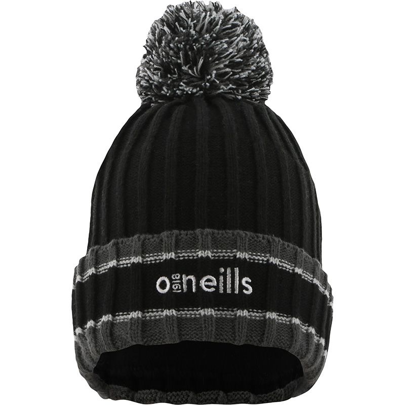 Black / Grey / /White Kids' Darcy knit bobble hat with large pom-pom by O’Neills.