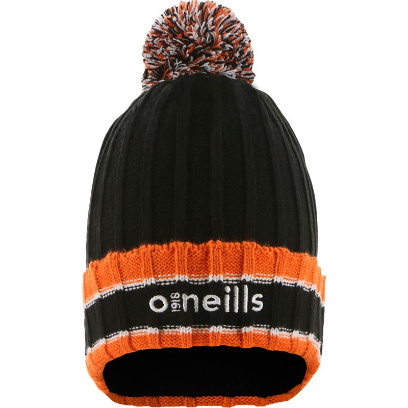 Black and Orange Darcy knit bobble hat with large pom-pom by O’Neills.