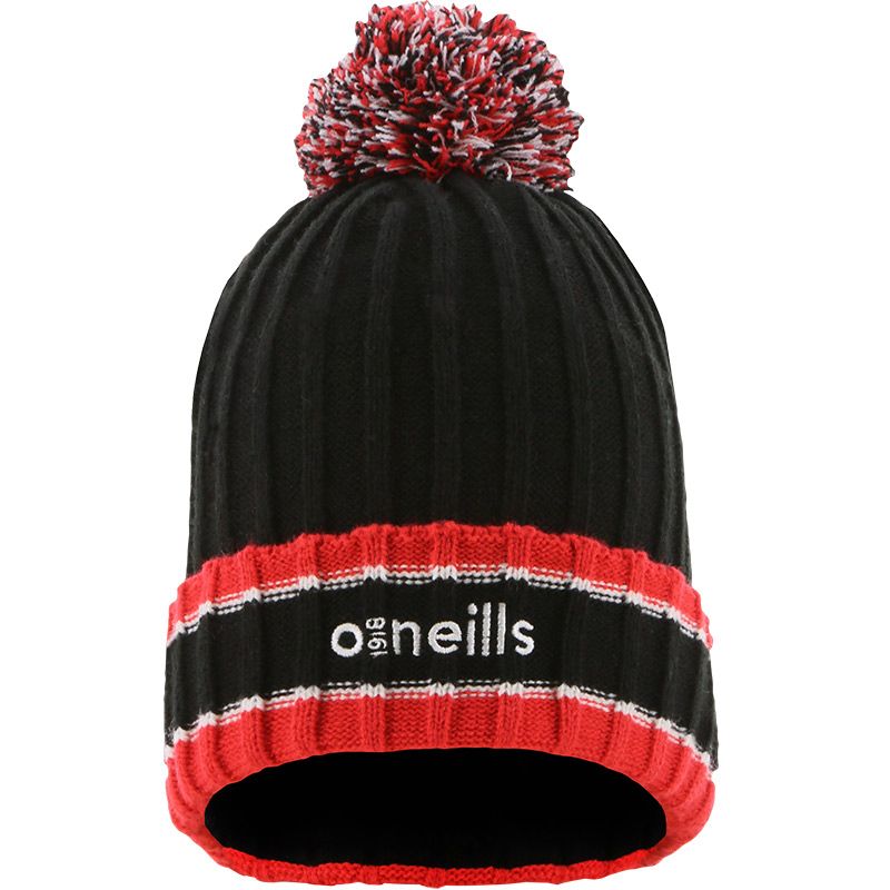 Black and Red Darcy knit bobble hat with large pom-pom by O’Neills.