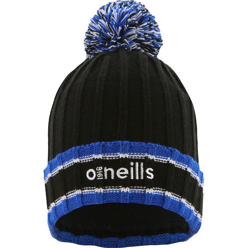 Black and Royal Darcy knit bobble hat with large pom-pom by O’Neills.