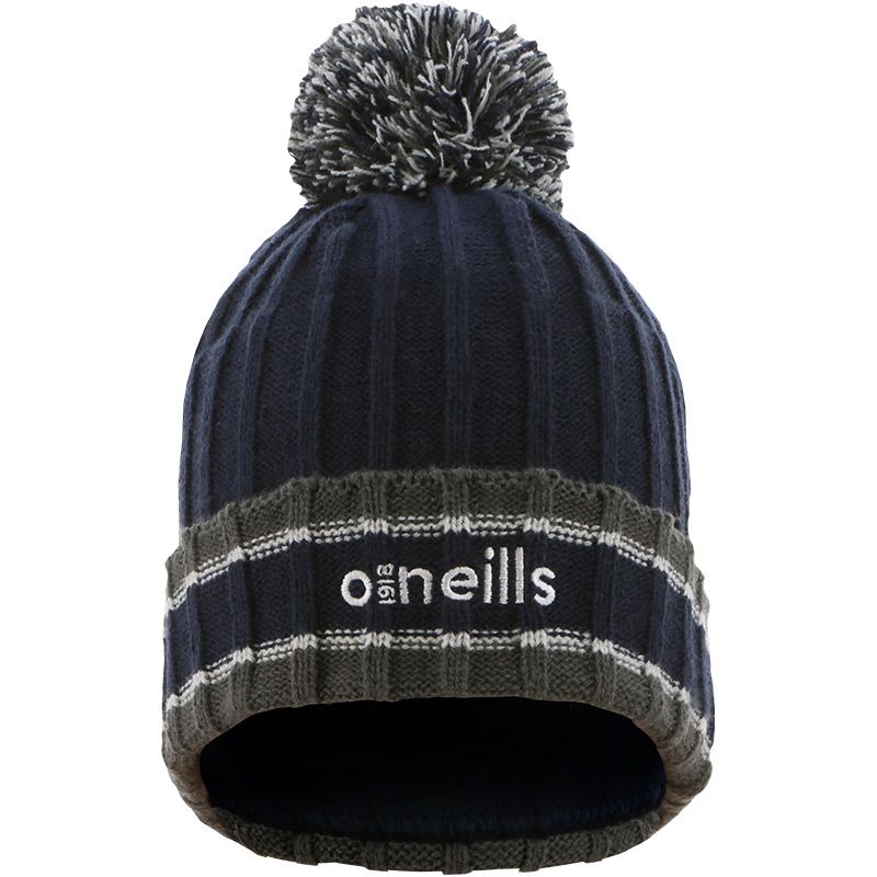 Marine / Grey / Silver Darcy knit bobble hat with large pom-pom by O’Neills.