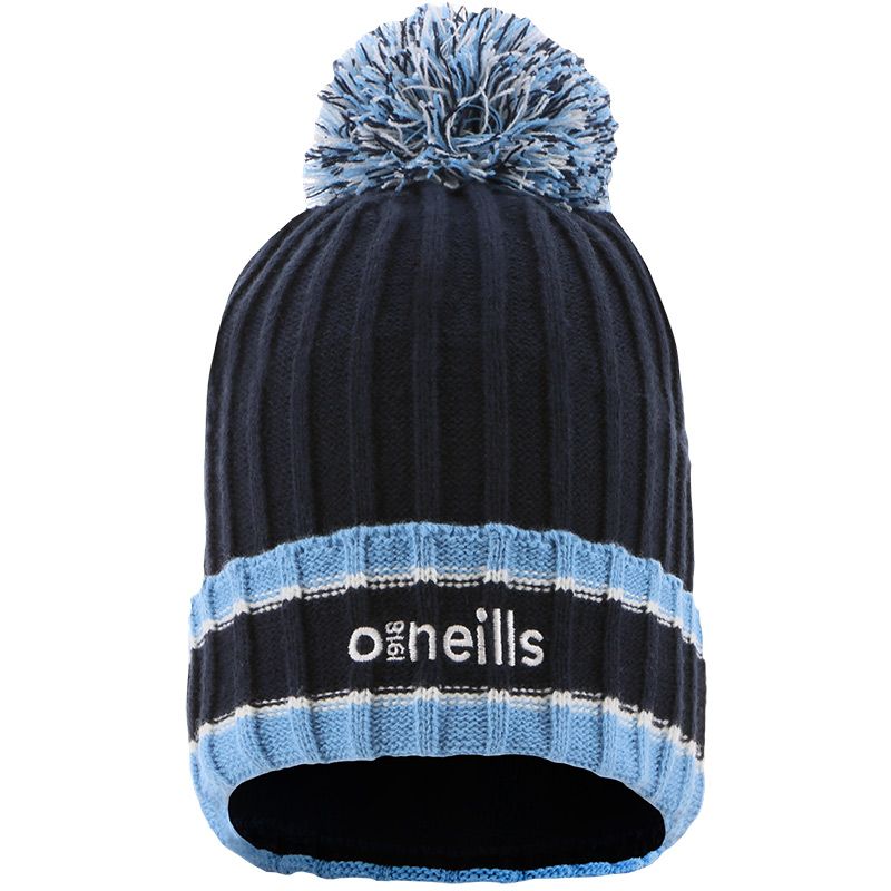 Marine/Sky/White Darcy knit bobble hat with large pom-pom by O’Neills.