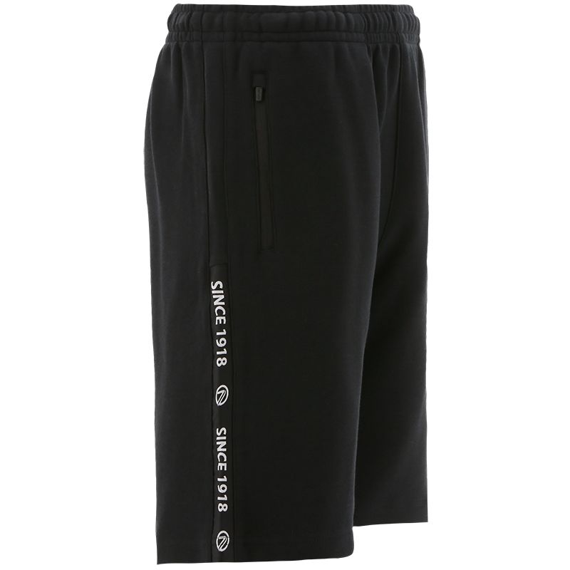 Black men's fleece shorts with elasticated waist and two zip pockets by O’Neills.