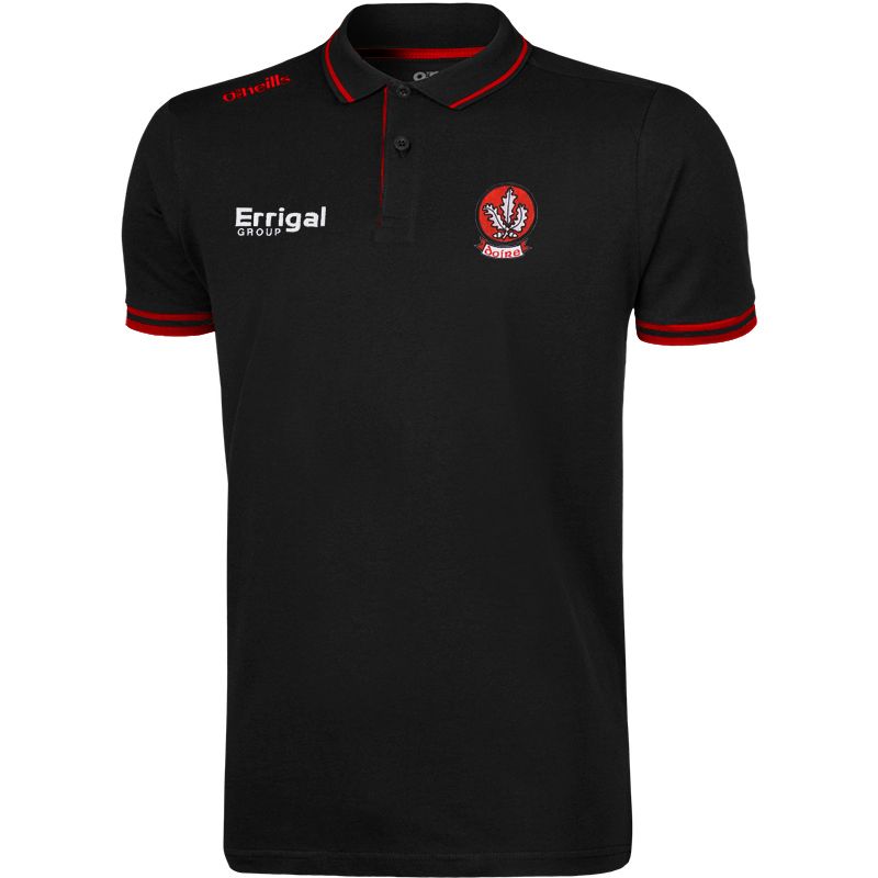 Black Derry Portugal polo with crest and sponsor detail from O'Neills.