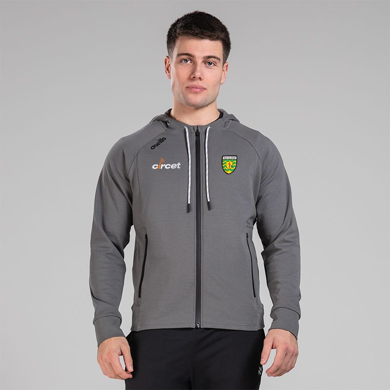 Dark Grey Men’s Donegal GAA Quantum Fleece Full Zip Hoodie with zip pockets and Donegal GAA crest by O’Neills.