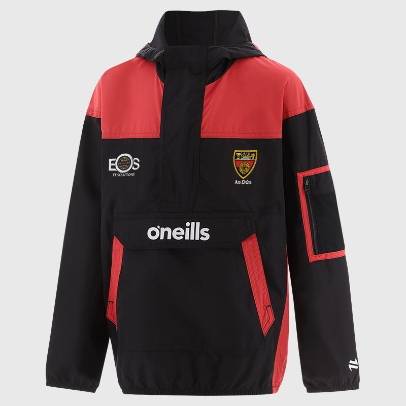 Down GAA Kids' Drifter Half Zip Hooded Windbreaker Black from O’Neills.