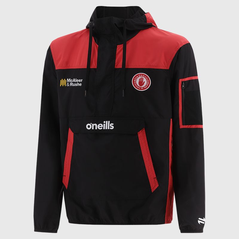 Tyrone GAA Men's Drifter Half Zip Hooded Windbreaker Black / Red from O’Neills.