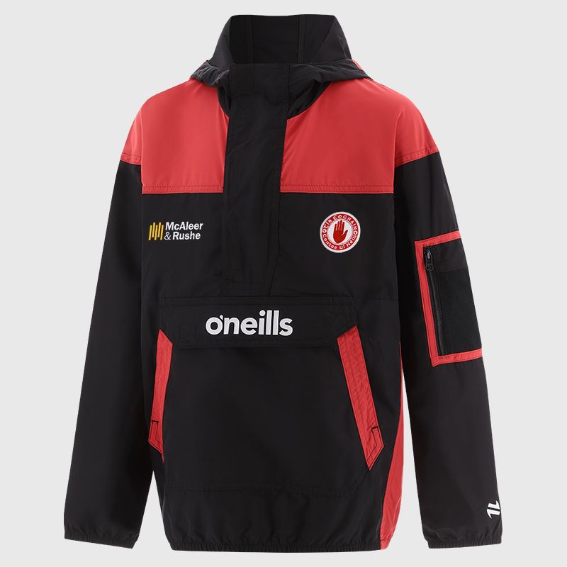 Tyrone GAA Kids' Drifter Half Zip Hooded Windbreaker Black / Red from O’Neills.
