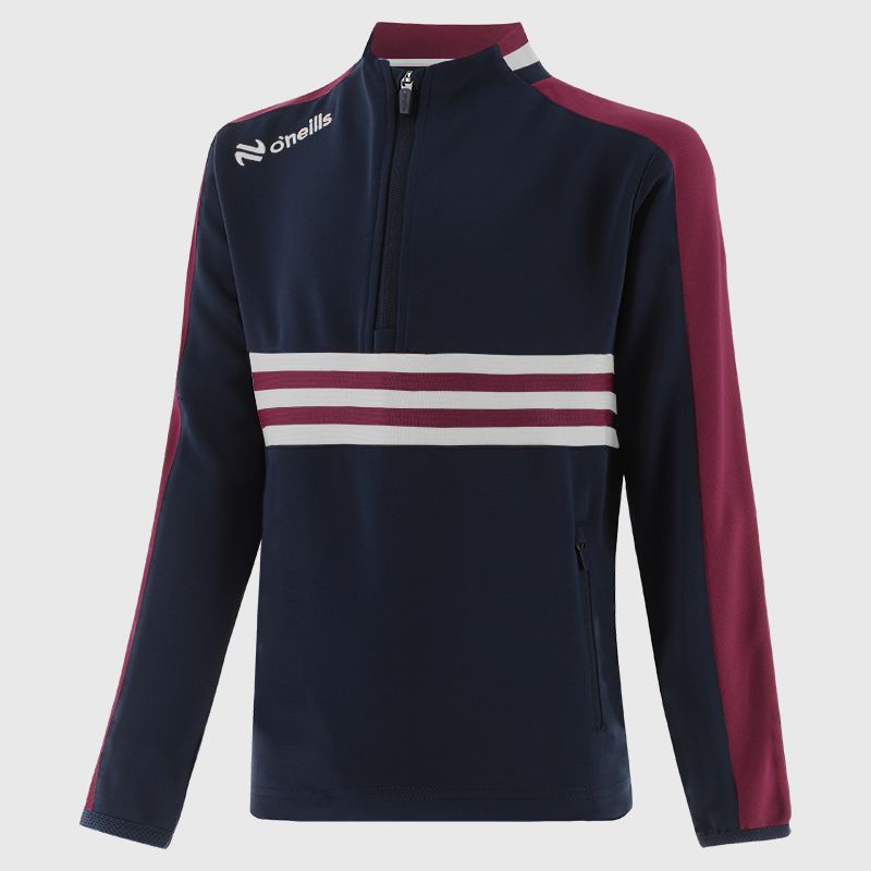 Marine / Maroon / White Kids' Dromore Half Zip Top from O’Neills