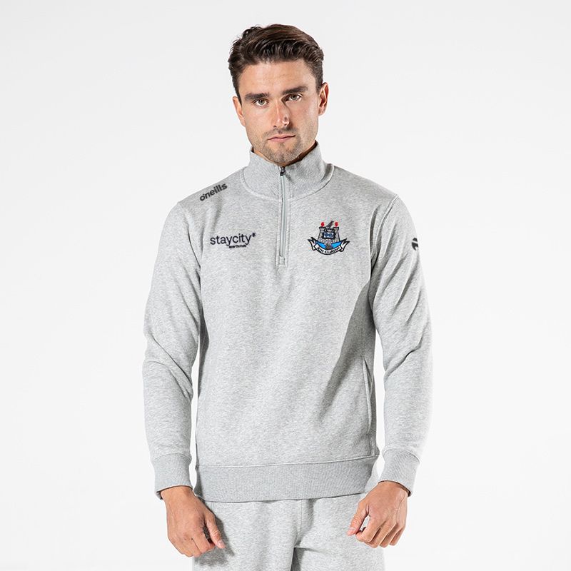Dublin GAA Grey Men’s Evolve Fleece half zip sweatshirt with ribbed collar and two side pockets by O’Neills.