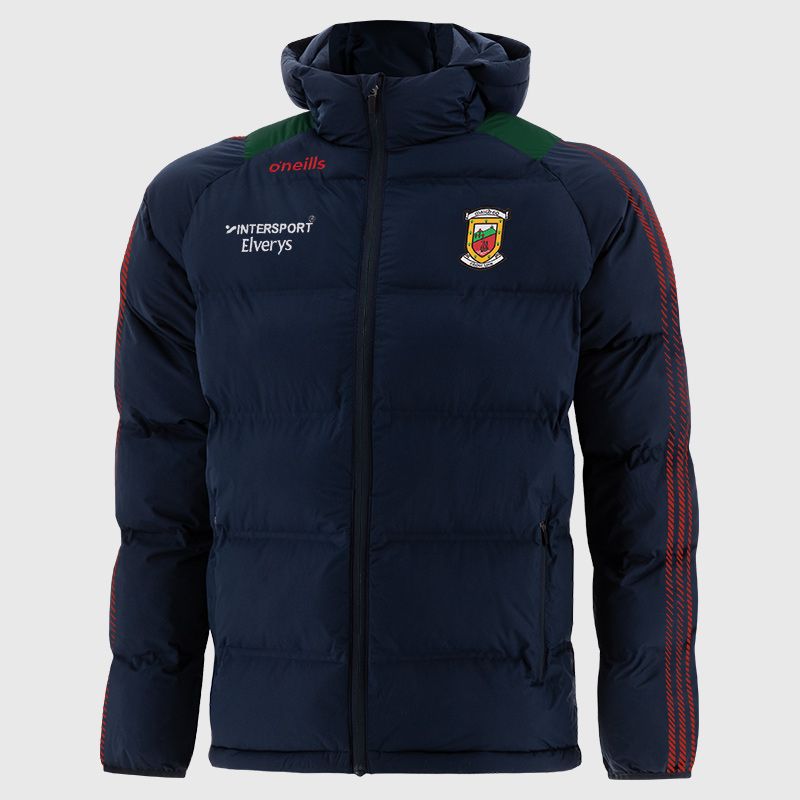 Mayo GAA Kids' Dynamo padded jacket with a hood from O'Neills.